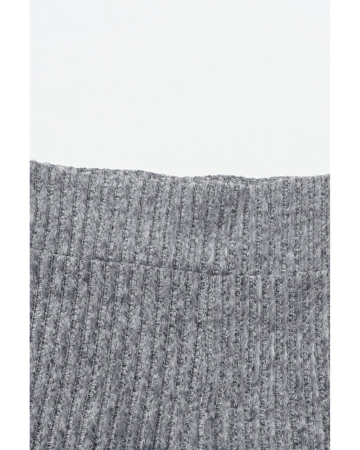 Gray Wide Waistband Ribbed Textured Knit Leggings - L