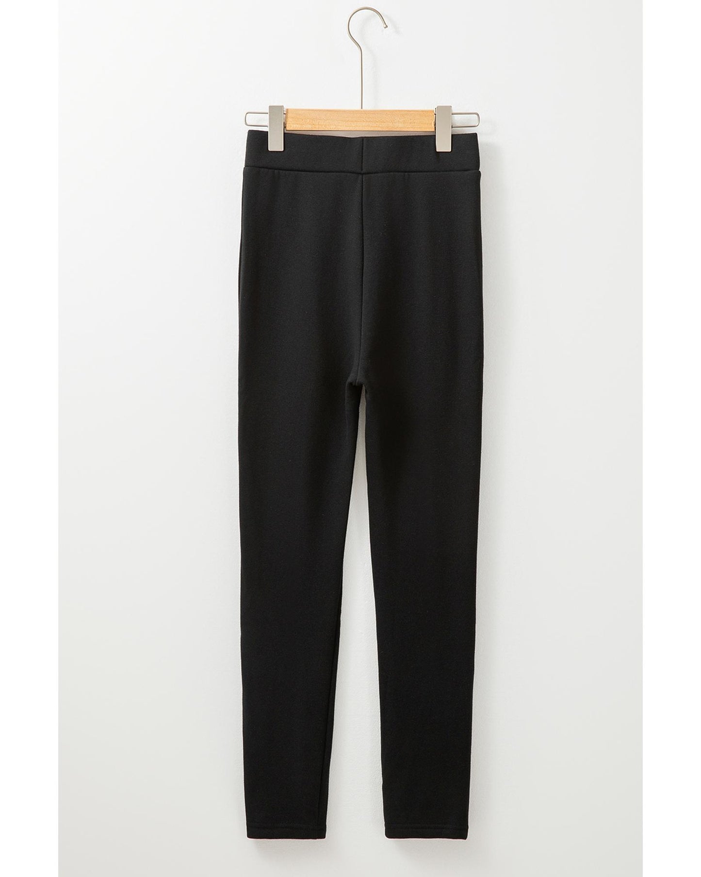 Black Crossed Waist Seamed Leg Thermal Leggings - L