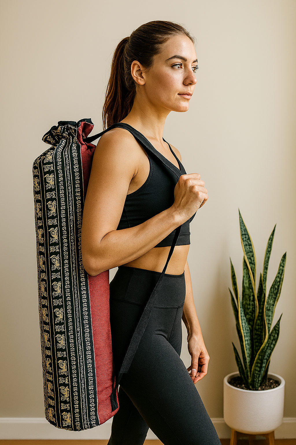 Thai Boho Yoga Mat Carry Bag RedEle
