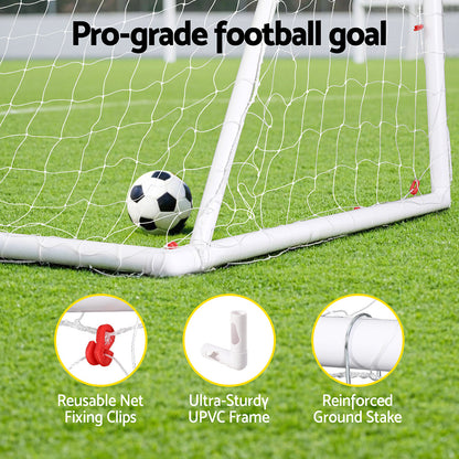 Everfit 8FT Soccer Football Goal Net UPVC Frame with PE Mesh Weatherproof Portable Goals for Backyard Training Competitive Play