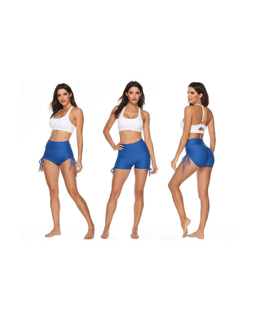 Blue Butt Lifting High Waist Yoga Shorts - L