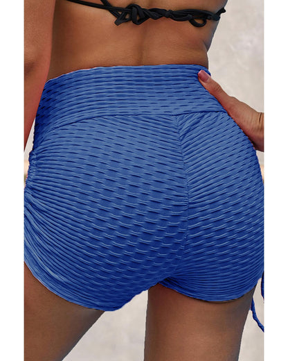 Blue Butt Lifting High Waist Yoga Shorts - L