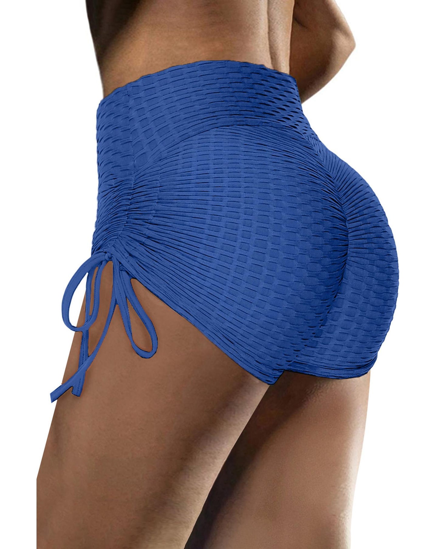Blue Butt Lifting High Waist Yoga Shorts - L