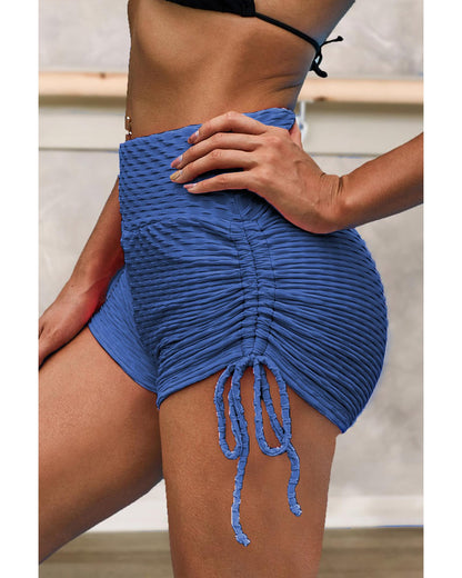 Blue Butt Lifting High Waist Yoga Shorts - L