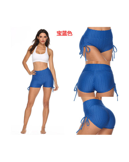 Blue Butt Lifting High Waist Yoga Shorts - S
