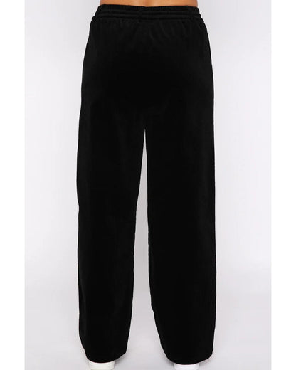 Black Solid Drawstring Waist Wide Leg Pants - XL