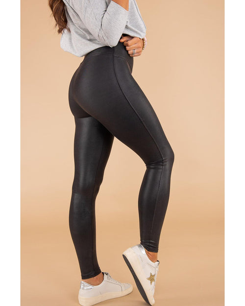 Black Faux Leather Skinny Leggings - M