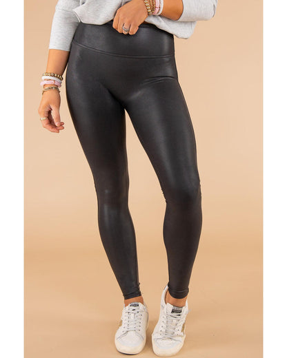 Black Faux Leather Skinny Leggings - M