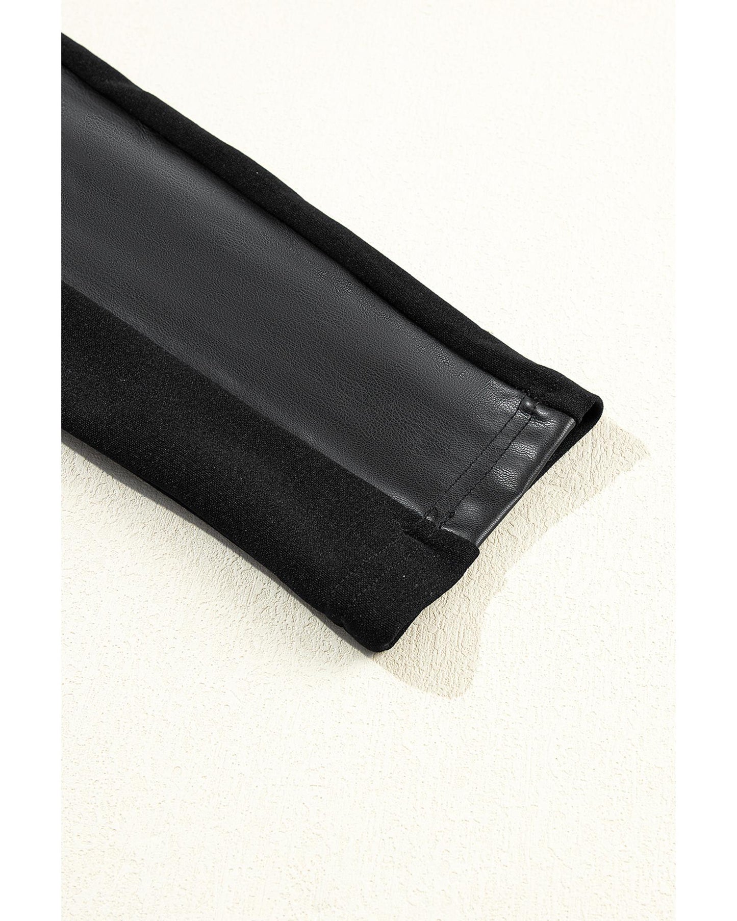 Black Leather Panel Patchwork High Waist Leggings - XL