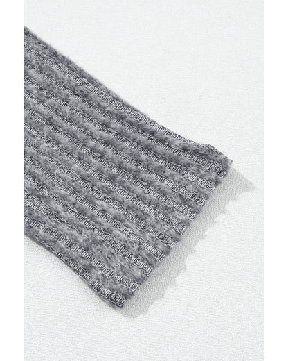 Gray Wide Waistband Ribbed Textured Knit Leggings - L