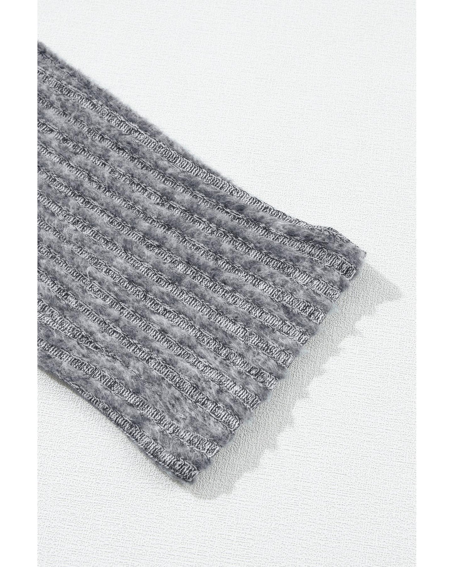 Gray Wide Waistband Ribbed Textured Knit Leggings - S