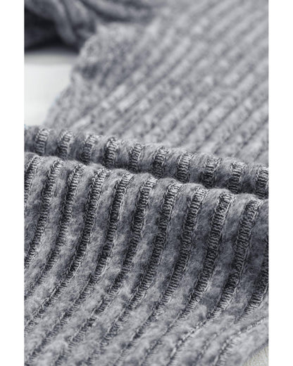 Gray Wide Waistband Ribbed Textured Knit Leggings - XL