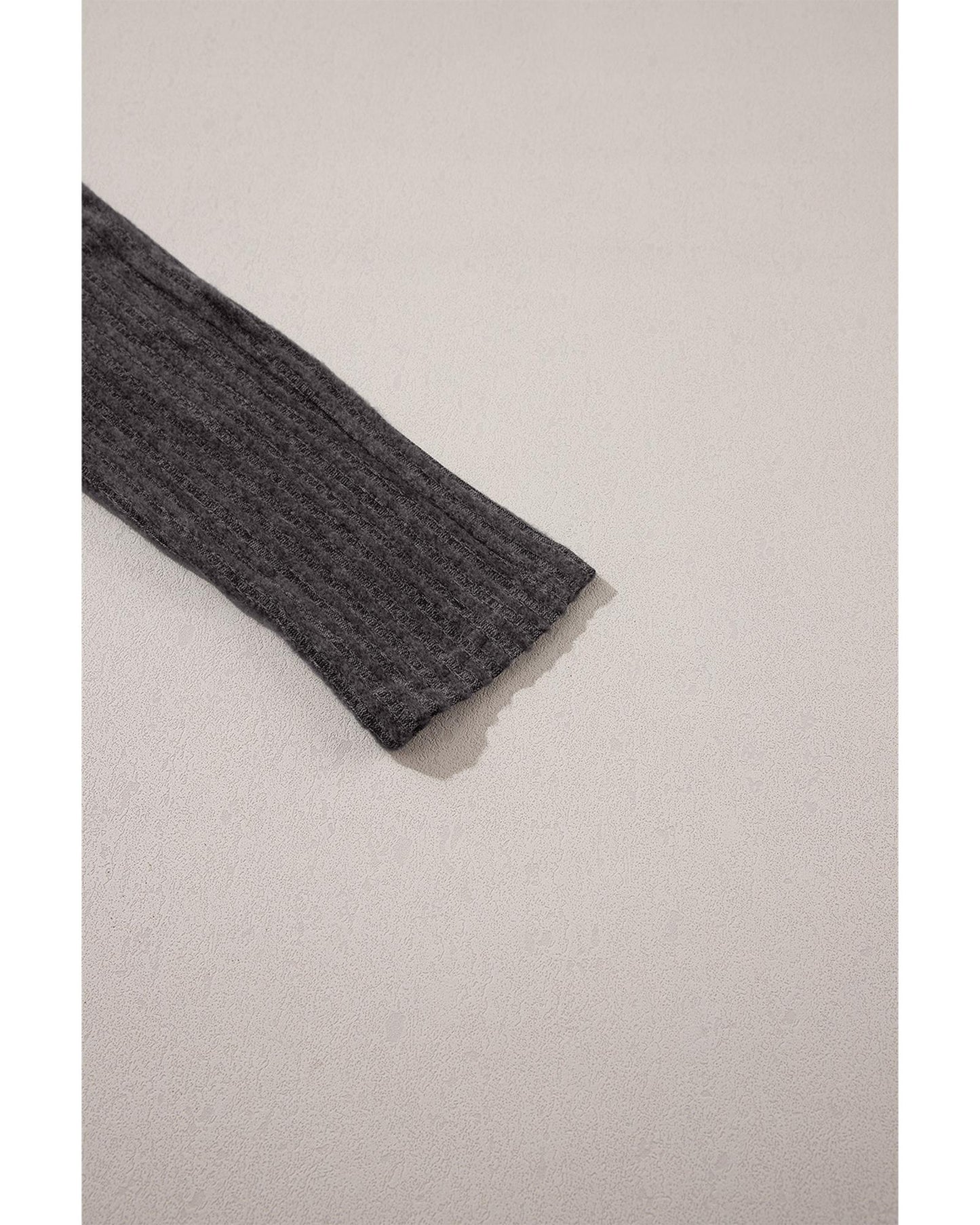 Dark Grey Wide Waistband Ribbed Textured Knit Leggings - S