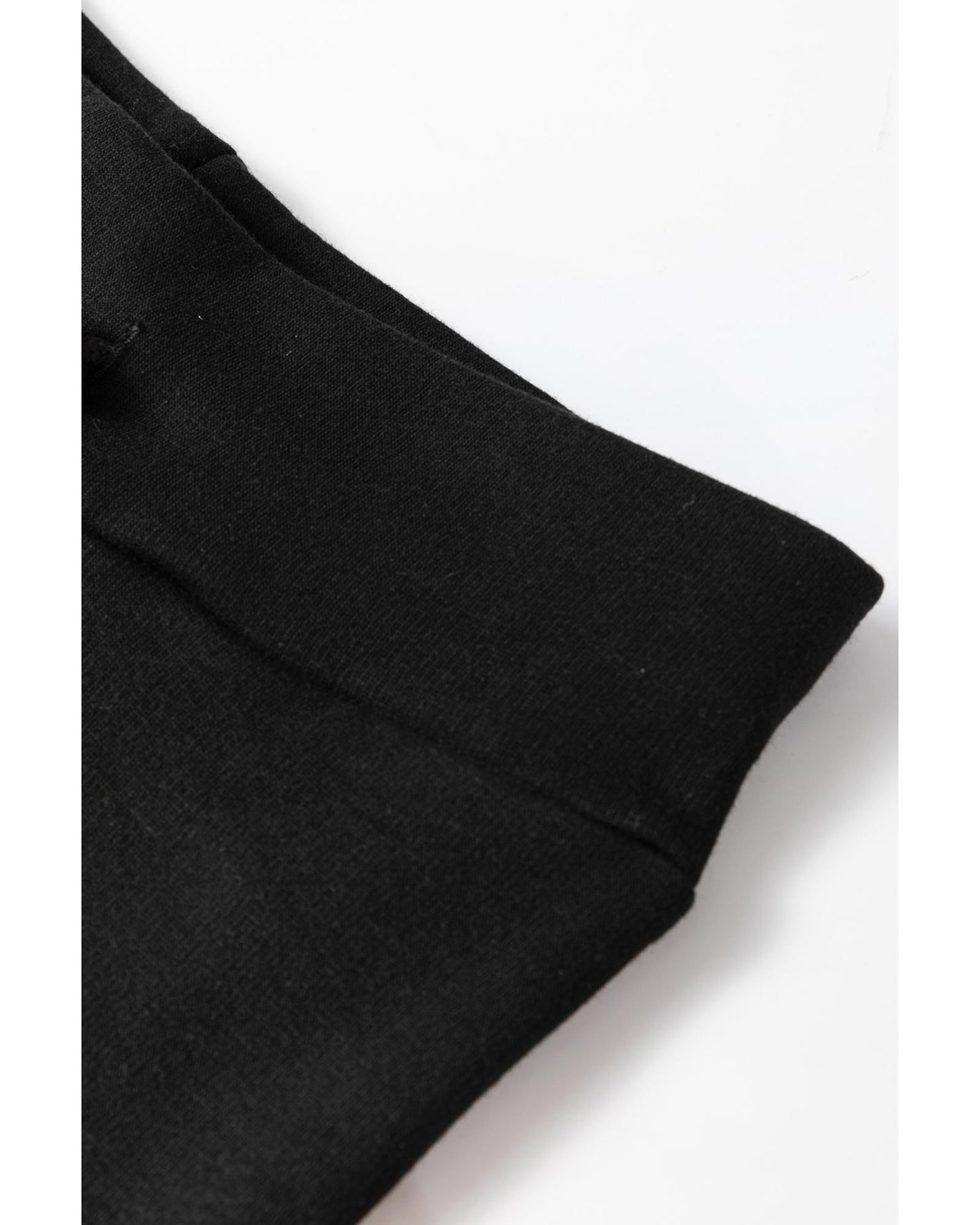 Black Solid Drawstring Waist Thermal Lined Leggings - S