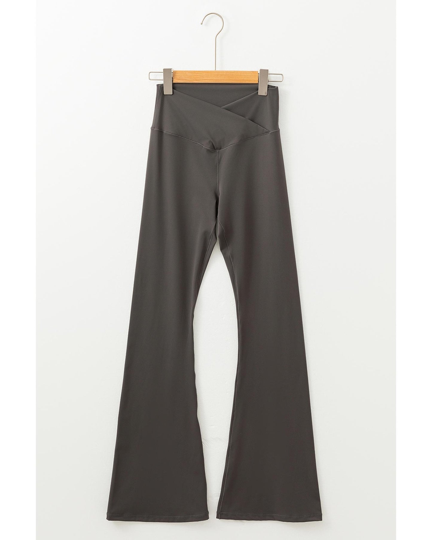 Dark Grey V Shape High Waist Flared Leggings - L