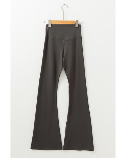 Dark Grey V Shape High Waist Flared Leggings - S