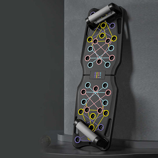 Black Portable Anti-Slip Multi-Function Push-Up Bar with Resistance Bands - Home Fitness Equipment