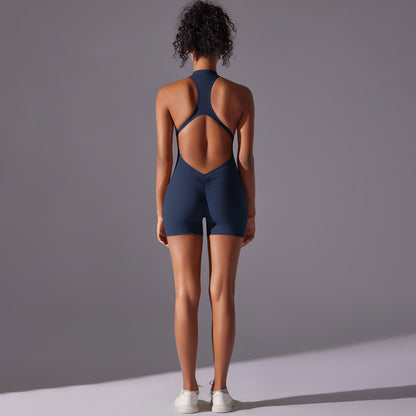 Size XL Dark Blue High-Impact Seamless Bodysuit - Nude Feel Yoga & Fitness Romper