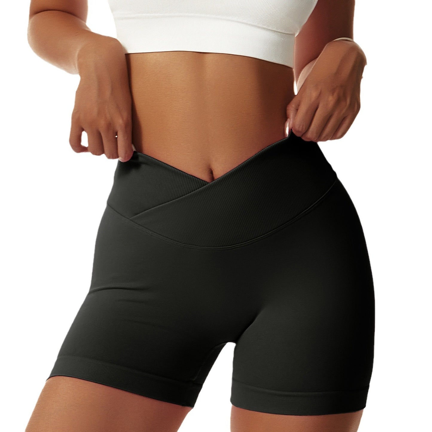 Black Yoga Shorts - Seamless, High Waist, Tummy Control Size XL
