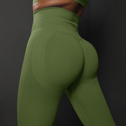 Size M Emerald Green Seamless High-Waisted Yoga Pants for Women - Lift Workout Leggings for Running, Gym, and Fitness