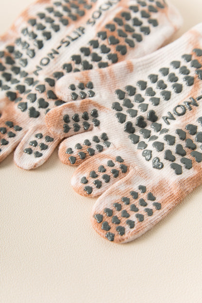 2 pairs Black tie-dye Non-Slip Yoga Socks for Women - Five-Toe Cotton Blend Socks for Pilates and Indoor Sports