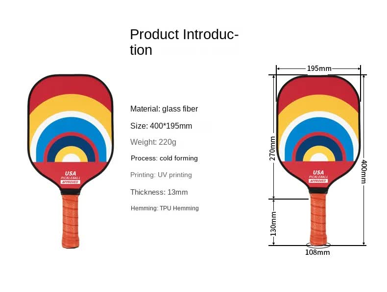 Style 3 Colorful  Geometric Patterns Fiberglass Pickleball Paddle Set - 2 Paddles, 4 Balls, and Portable Carry Bag for Outdoor Play