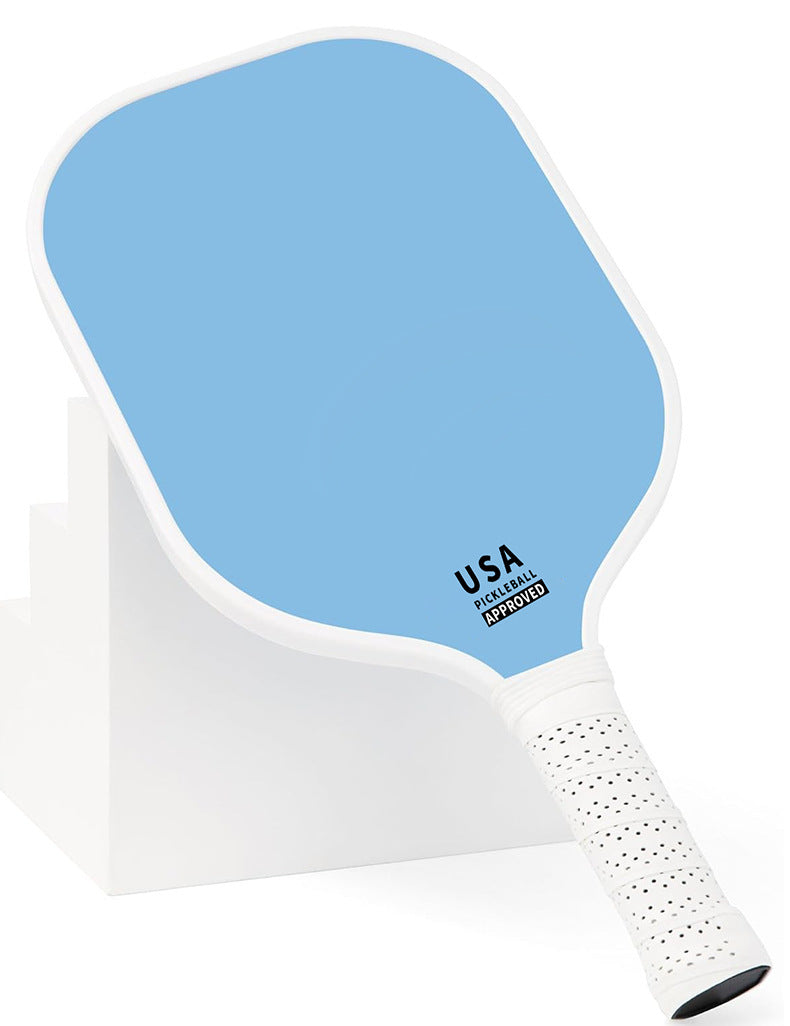 Light Blue Fiberglass Pickleball Paddle - Lightweight 215g with Anti-Slip TPU Grip for Outdoor Sports