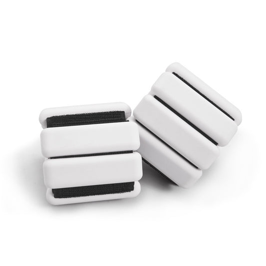 White Adjustable Silicone Wrist & Ankle Weights - 2lb Pair (900g) | Comfortable Fitness Resistance Bands for Workout, Running, Training