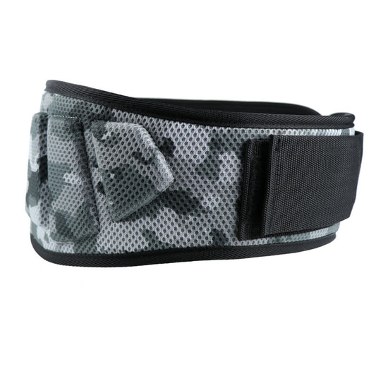 Size L Grey Camouflage Camo Weightlifting Belt - EVA Nylon Gym Belt for Squats, Deadlifts & Lumbar Support
