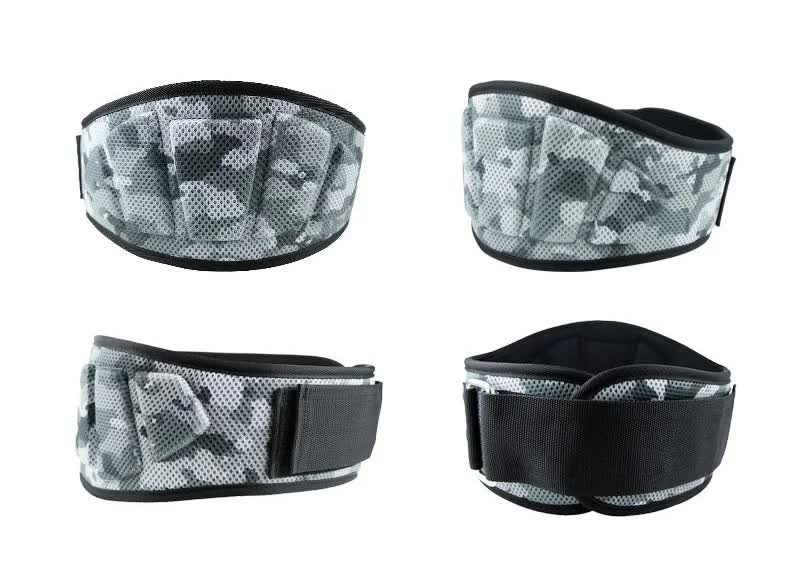 Size M Grey Camouflage Camo Weightlifting Belt - EVA Nylon Gym Belt for Squats, Deadlifts & Lumbar Support