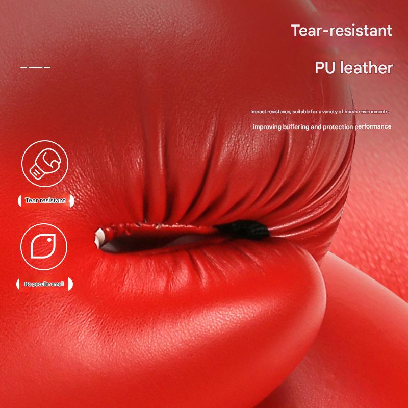 Black And Silver Durable 8oz PU Leather Boxing Gloves - Padded & Ventilated for Training