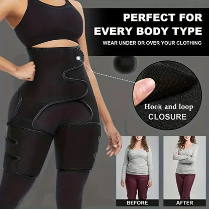Black Women's 3-in-1 Body Shaper: Waist Cincher, Thigh Slimmer, Glute Lifter - Workout Gear (Size : L/XL)