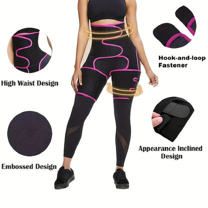 Black Women's 3-in-1 Body Shaper: Waist Cincher, Thigh Slimmer, Glute Lifter - Workout Gear (Size : XXL/XXXL)
