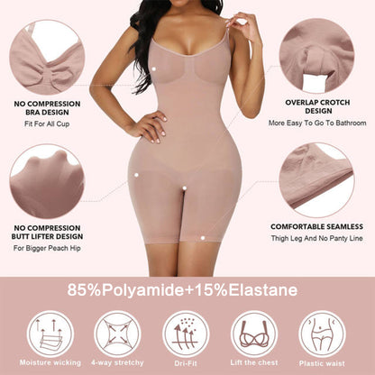 Size S Black Seamless Full Body Shaper for Women - Tummy Control, Butt Lifter & Thigh Slimmer Bodysuit