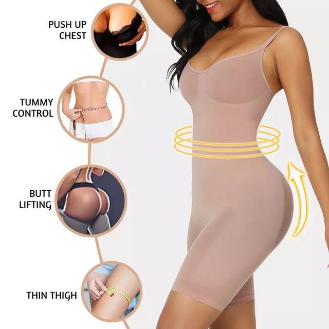 Size M Black Seamless Full Body Shaper for Women - Tummy Control, Butt Lifter & Thigh Slimmer Bodysuit
