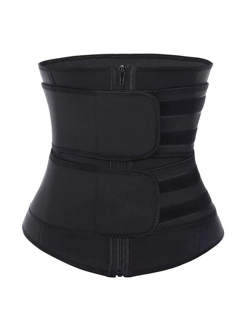 Size XL Black Womens Sweat-Enhancing Waist Trainer Belt - Dual Strap Zipper Tummy Control Cincher for Workout & Postpartum Shaping