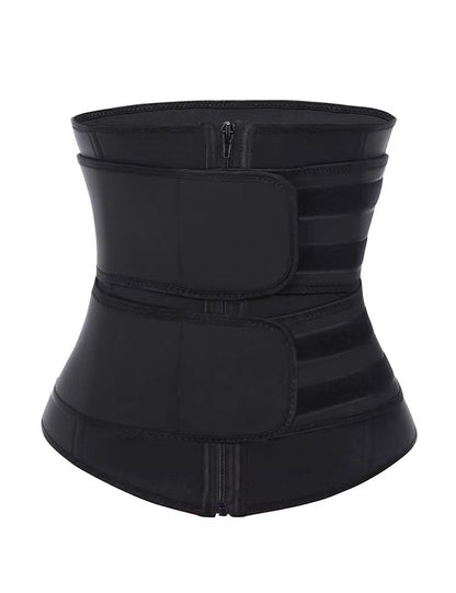 Size 4XL Black Womens Sweat-Enhancing Waist Trainer Belt - Dual Strap Zipper Tummy Control Cincher for Workout & Postpartum Shaping