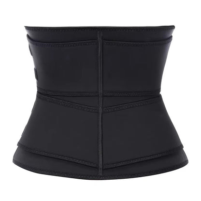 Size 5XL Black Womens Sweat-Enhancing Waist Trainer Belt - Dual Strap Zipper Tummy Control Cincher for Workout & Postpartum Shaping