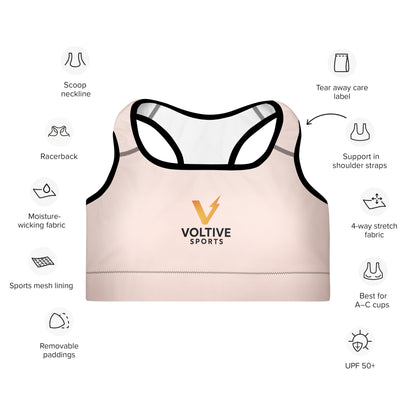 Voltive Sports Padded Performance Bra - Wisp Pink