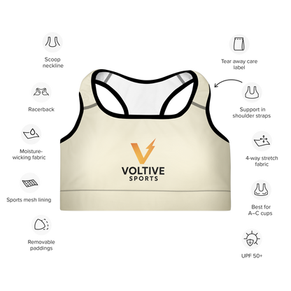 Voltive Sports Padded Performance Bra - Apricot White