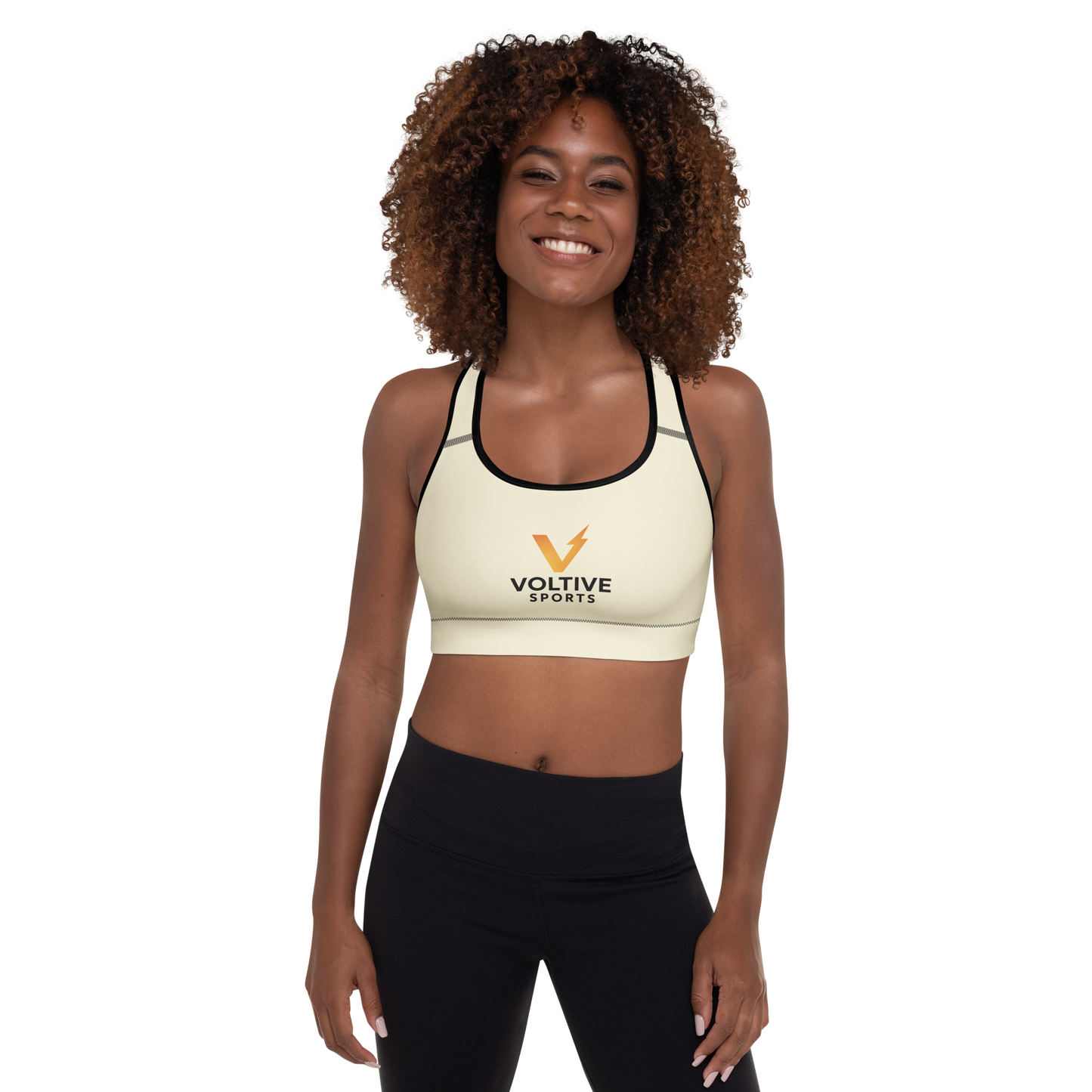Voltive Sports Padded Performance Bra - Apricot White