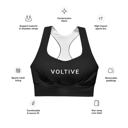 Voltive Recycled Longline Sports Bra - Black