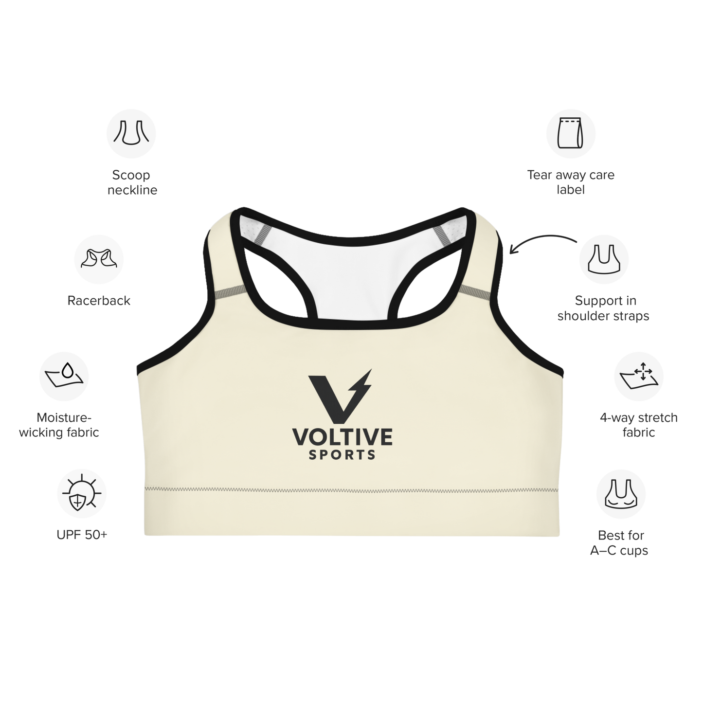 Voltive Sports Bra - Apricot White